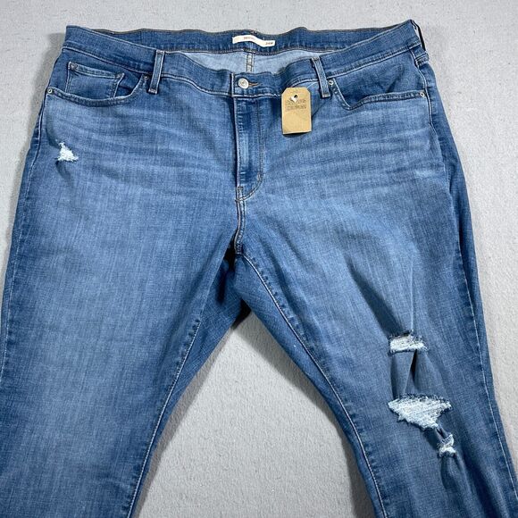Levi's Jeans Womens 24W Plus 711 Skinny Denim Distressed Mid‎ Rise Dark Wash NWT - Picture 2 of 12